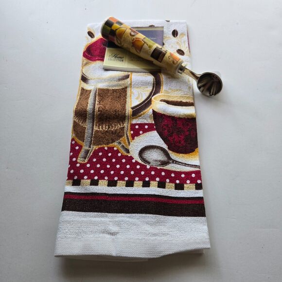 Coffee Lovers Gift Bundle Kitchen Towel Scoop Drink Station Nook Set - Picture 1 of 4